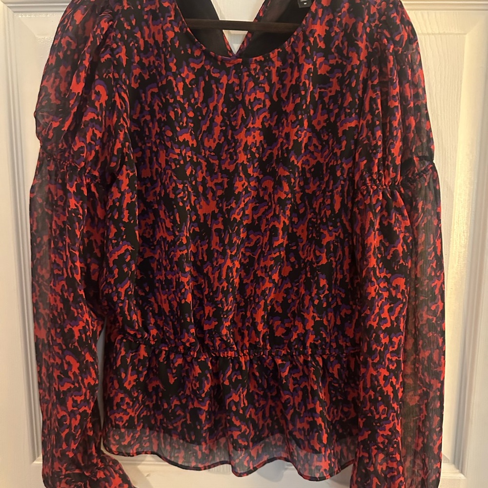 Express Vibrant Red and Black Blouse